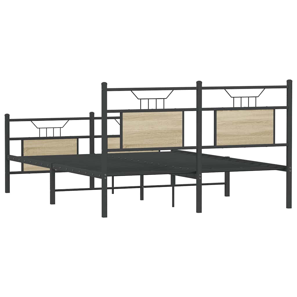 Bed Frame without Mattress Sonoma Oak 150x200 cm King Size Engineered Wood