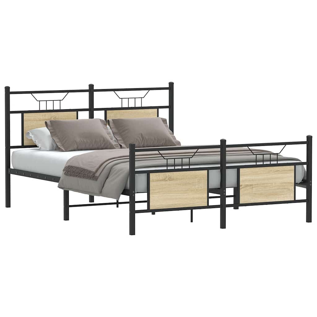 Bed Frame without Mattress Sonoma Oak 150x200 cm King Size Engineered Wood