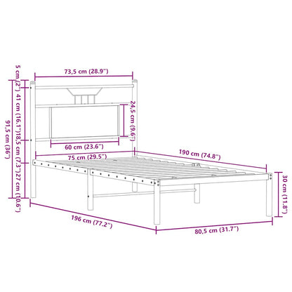 Bed Frame without Mattress Brown Oak 75x190 cm Small Single Engineered Wood