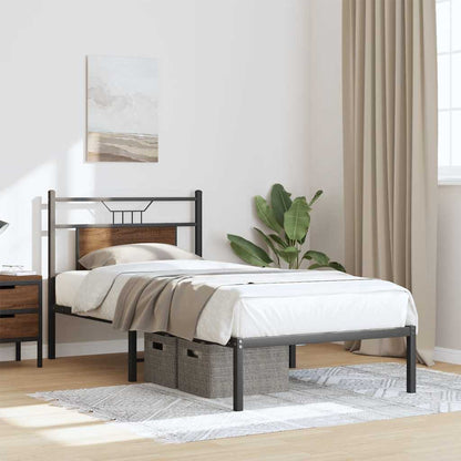 Bed Frame without Mattress Brown Oak 90x200 cm Engineered Wood