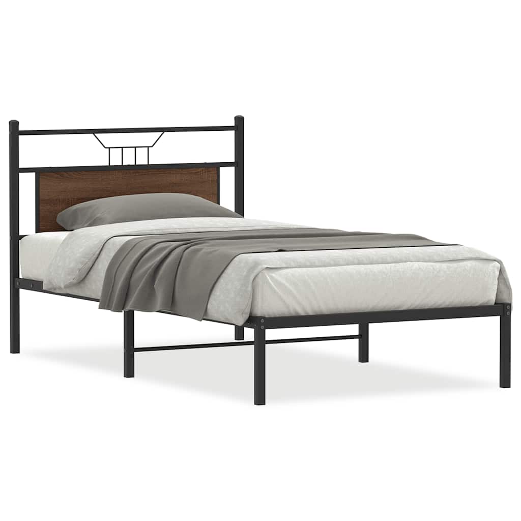 Bed Frame without Mattress Brown Oak 100x190 cm Engineered Wood
