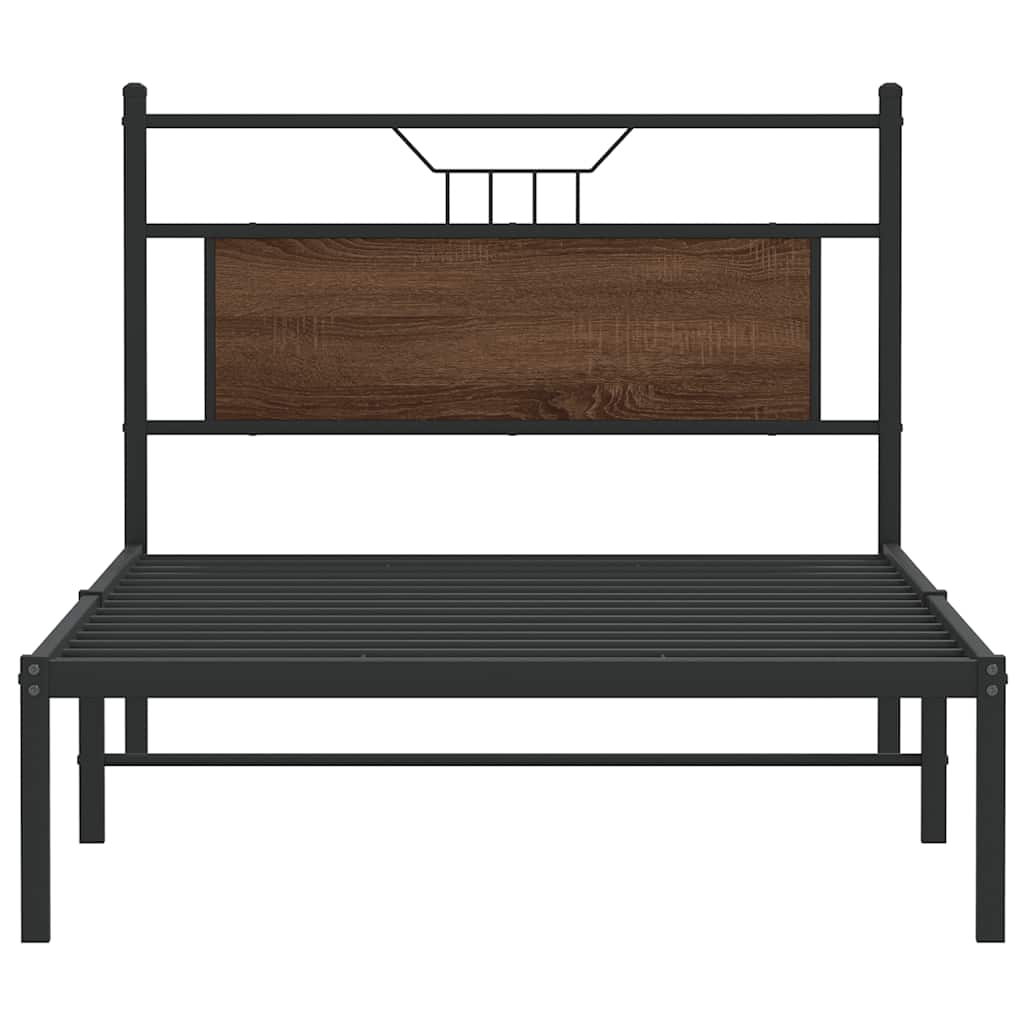 Bed Frame without Mattress Brown Oak 100x190 cm Engineered Wood