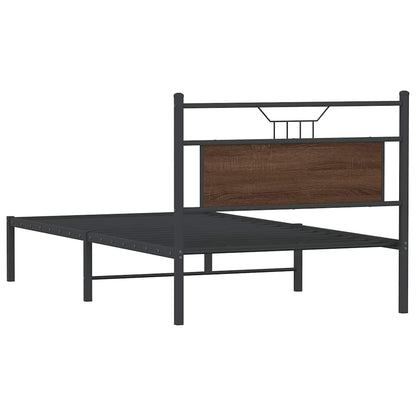 Bed Frame without Mattress Brown Oak 100x190 cm Engineered Wood