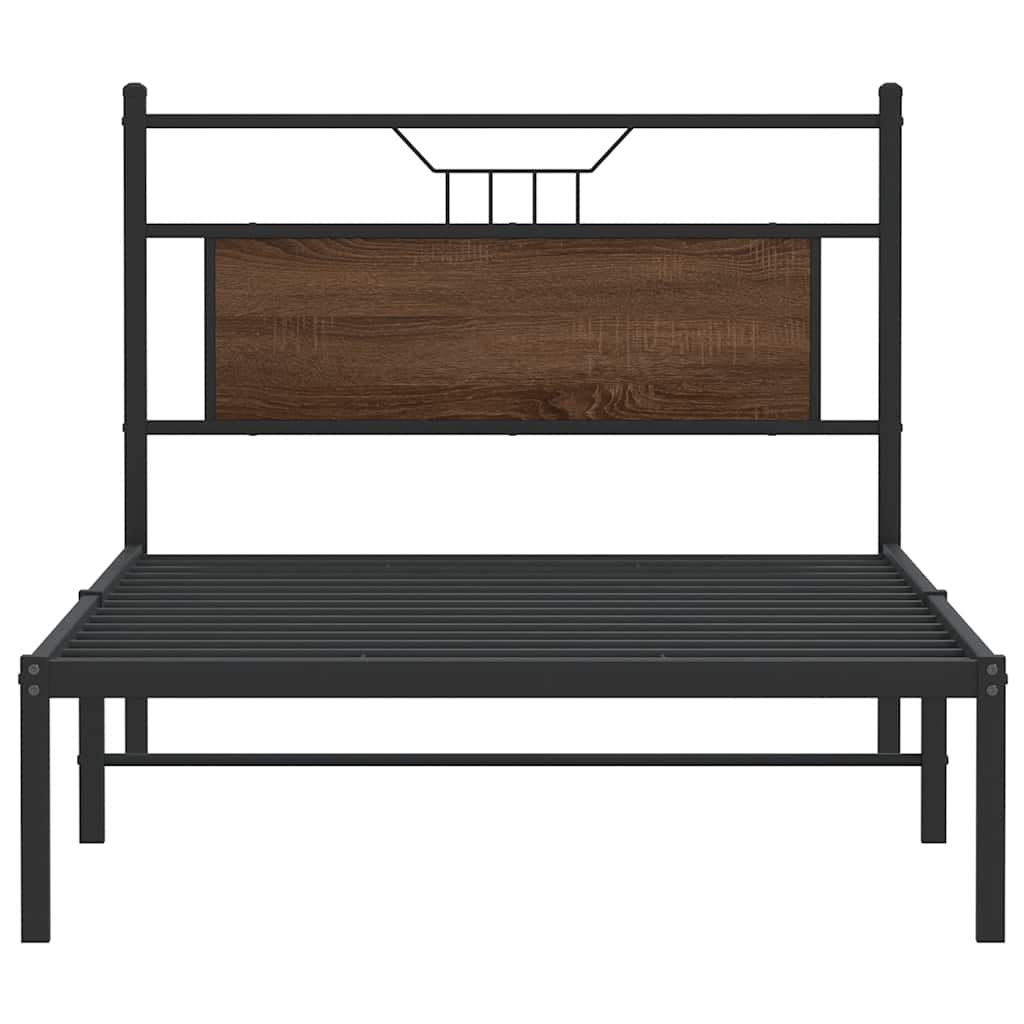 Bed Frame without Mattress Brown Oak 100x200 cm Engineered Wood