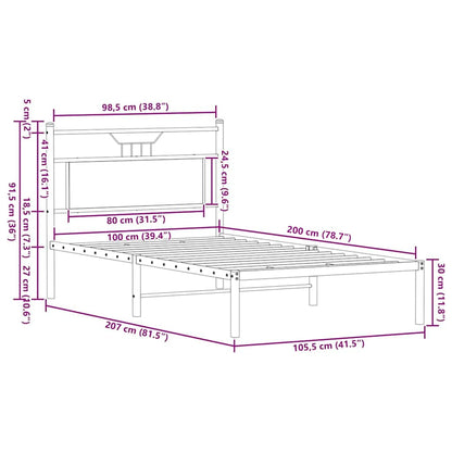 Bed Frame without Mattress Brown Oak 100x200 cm Engineered Wood