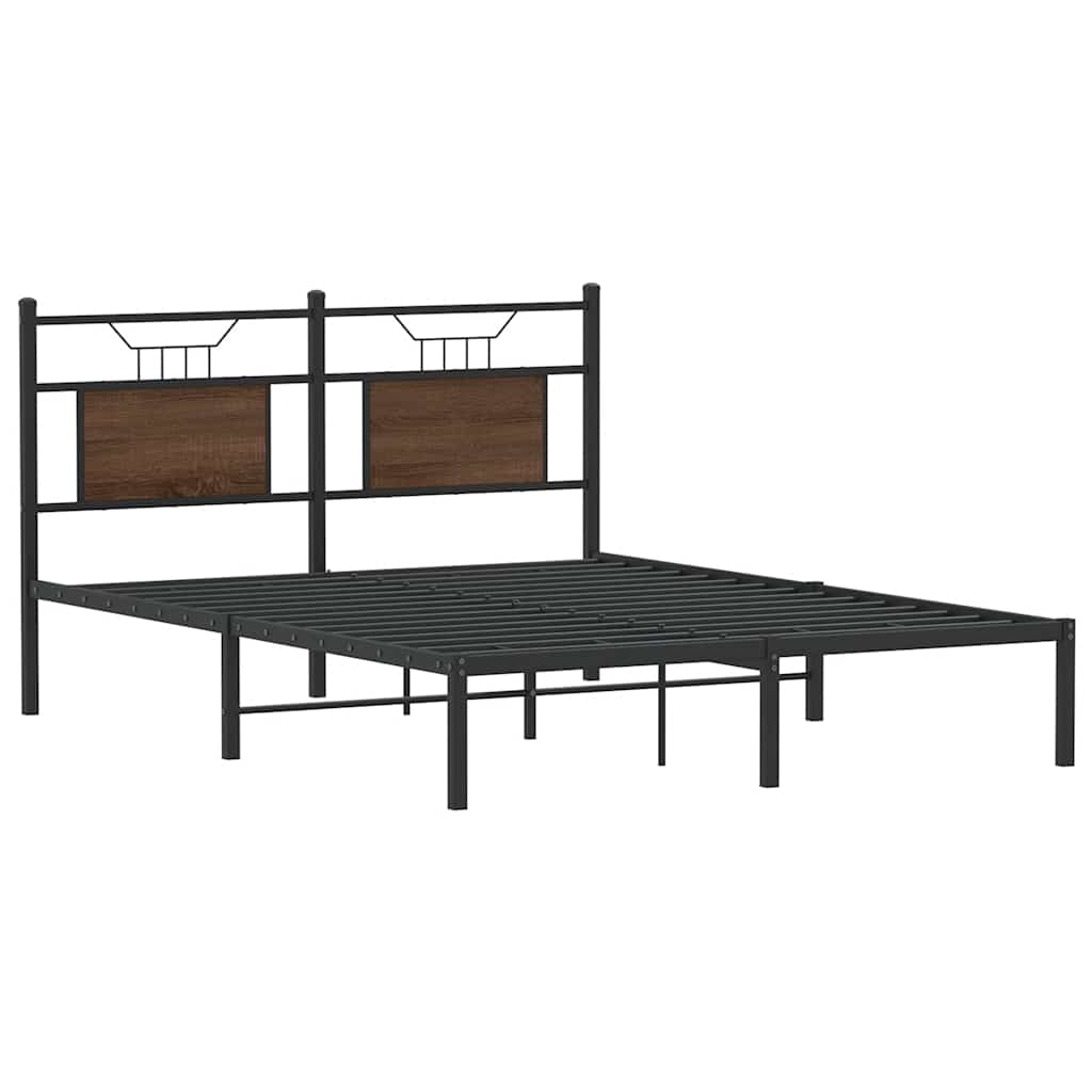 Bed Frame without Mattress Brown Oak 140x190 cm Engineered Wood