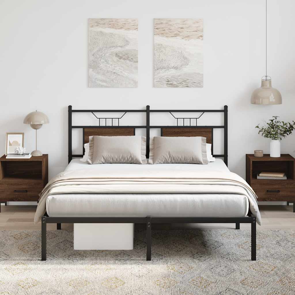 Bed Frame without Mattress Brown Oak 140x190 cm Engineered Wood