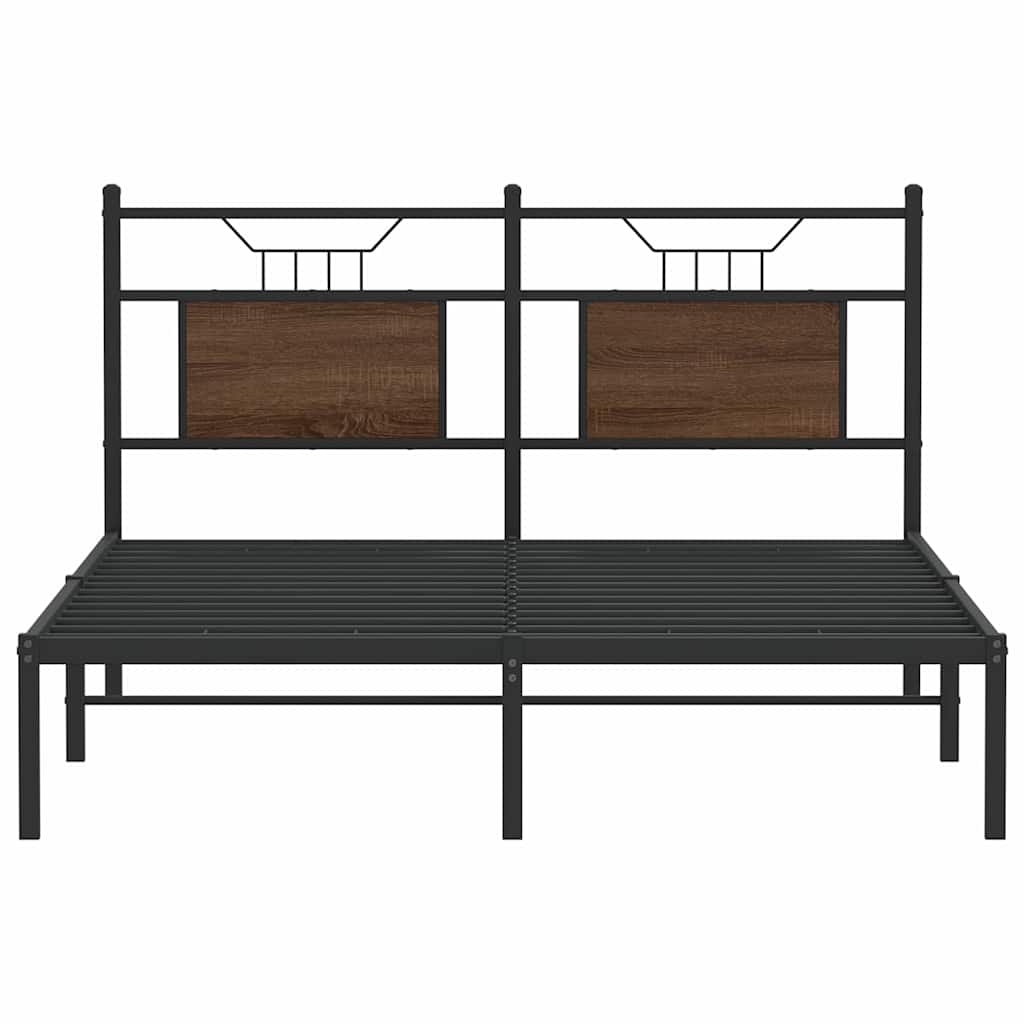 Bed Frame without Mattress Brown Oak 140x190 cm Engineered Wood