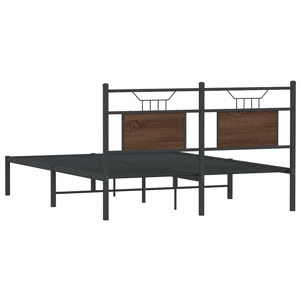 Bed Frame without Mattress Brown Oak 140x190 cm Engineered Wood