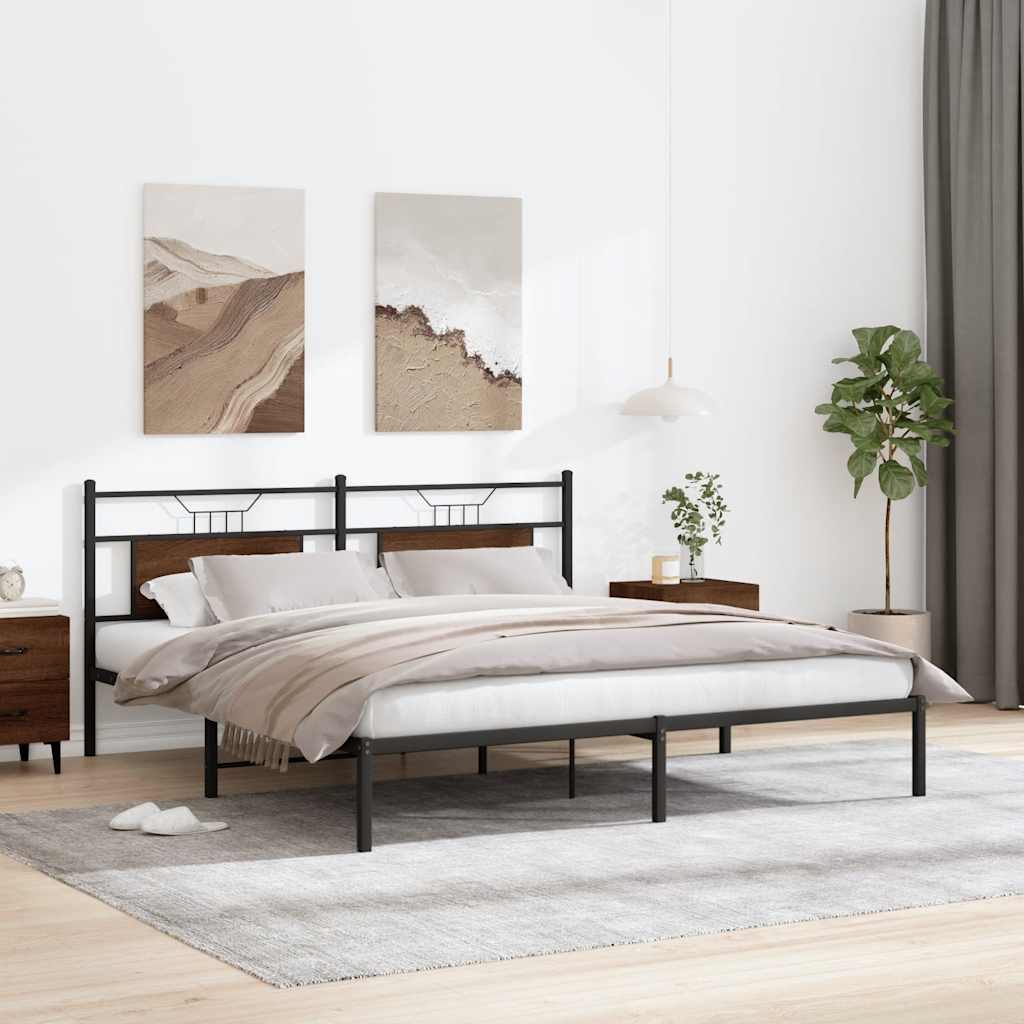 Bed Frame without Mattress Brown Oak 183x203 cm Engineered Wood