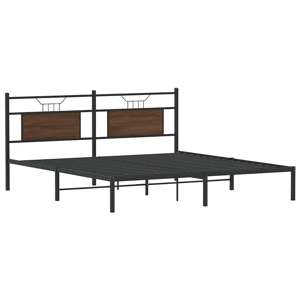 Bed Frame without Mattress Brown Oak 183x213 cm Engineered Wood