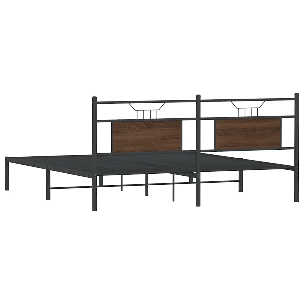 Bed Frame without Mattress Brown Oak 183x213 cm Engineered Wood