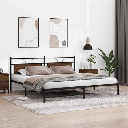 Bed Frame without Mattress Brown Oak 193x201 cm Engineered Wood