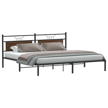 Bed Frame without Mattress Brown Oak 193x201 cm Engineered Wood