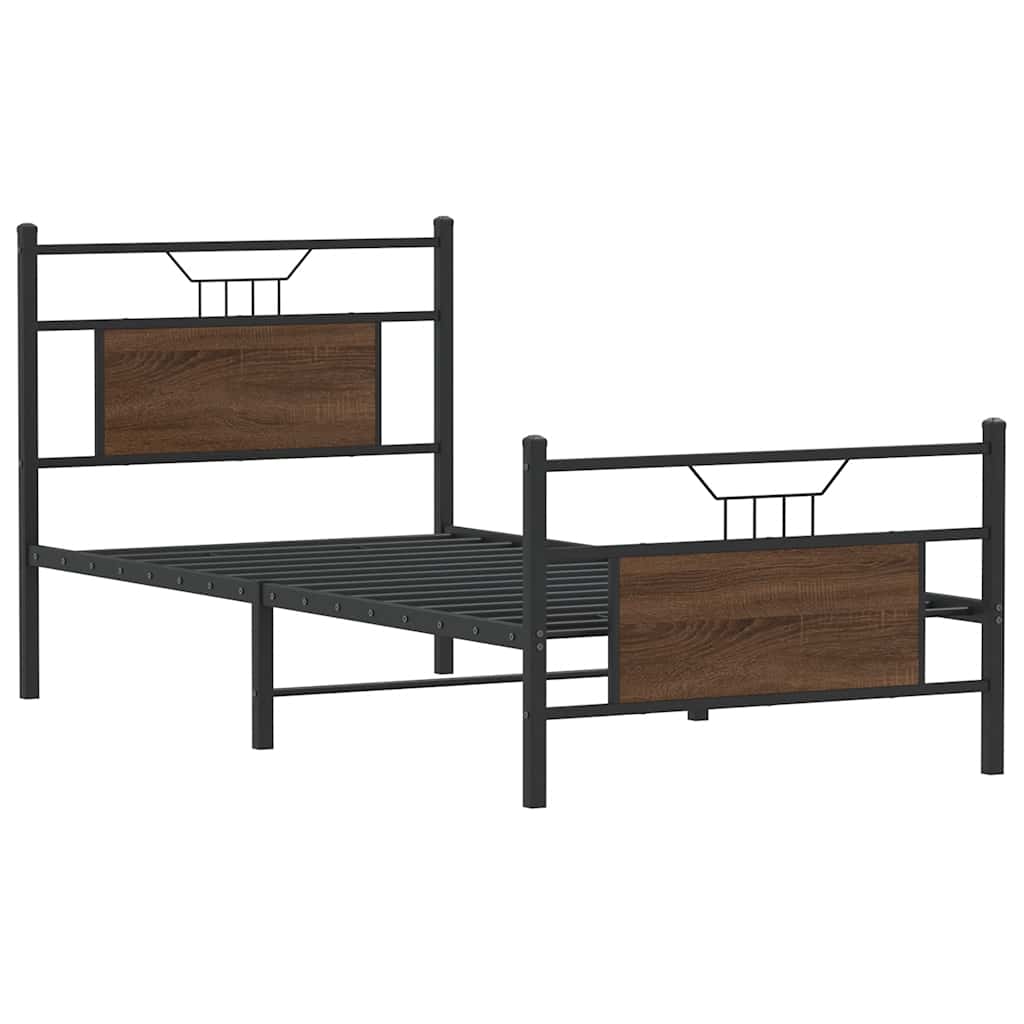 Bed Frame without Mattress Brown Oak 80x200 cm Engineered Wood