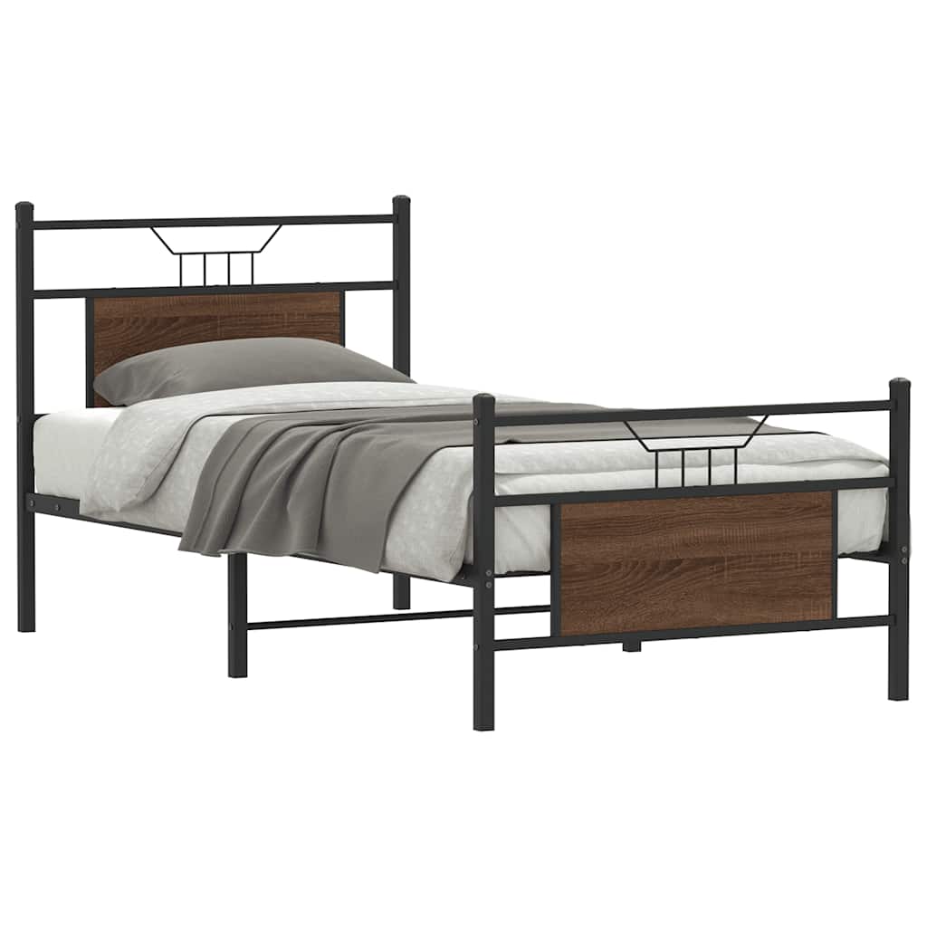 Bed Frame without Mattress Brown Oak 80x200 cm Engineered Wood