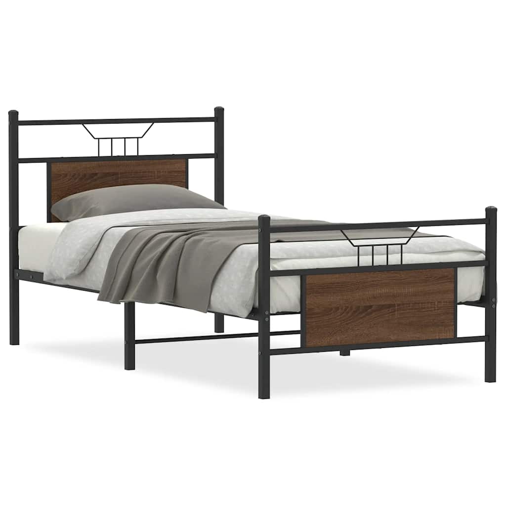 Bed Frame without Mattress Brown Oak 90x190 cm Single Engineered Wood