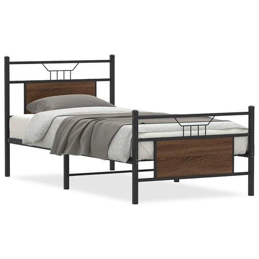 Bed Frame without Mattress Brown Oak 90x190 cm Single Engineered Wood