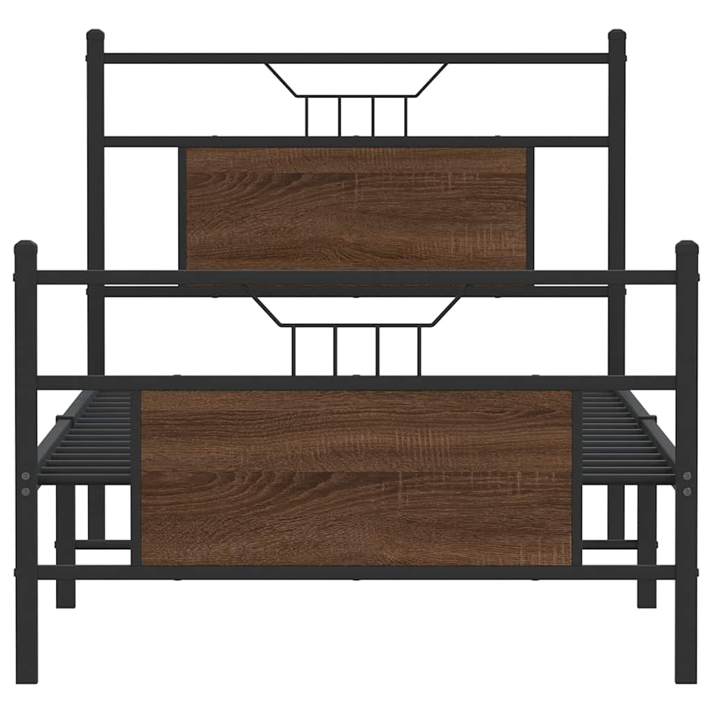 Bed Frame without Mattress Brown Oak 90x190 cm Single Engineered Wood