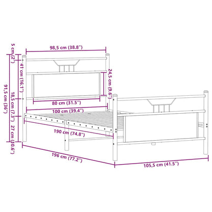 Bed Frame without Mattress Brown Oak 100x190 cm Engineered Wood