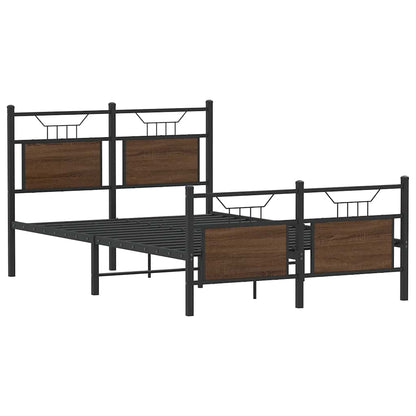 Bed Frame without Mattress Brown Oak 120x190 cm Small Double Engineered Wood