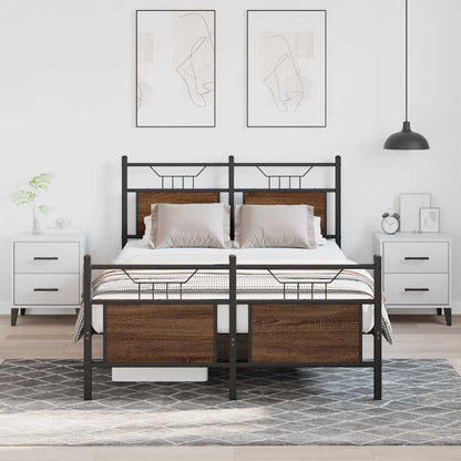 Bed Frame without Mattress Brown Oak 120x190 cm Small Double Engineered Wood