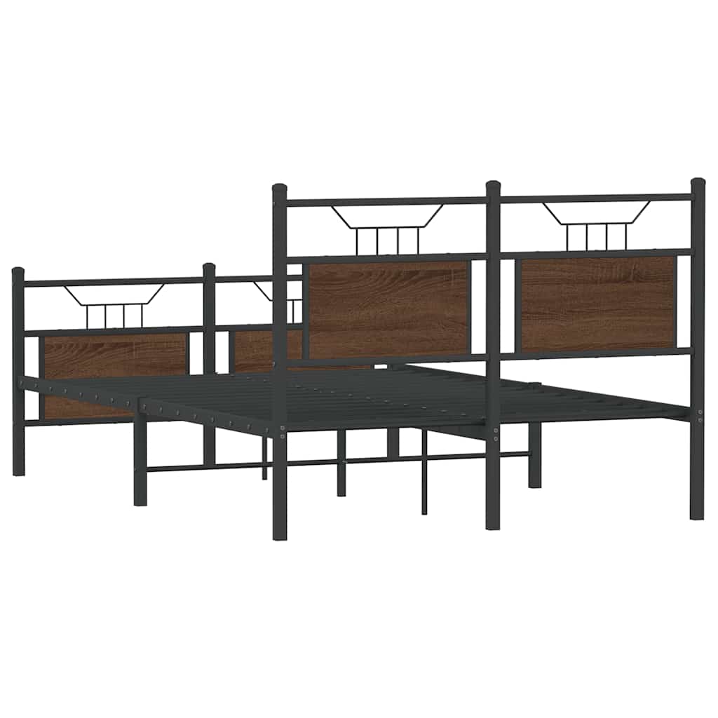 Bed Frame without Mattress Brown Oak 120x190 cm Small Double Engineered Wood