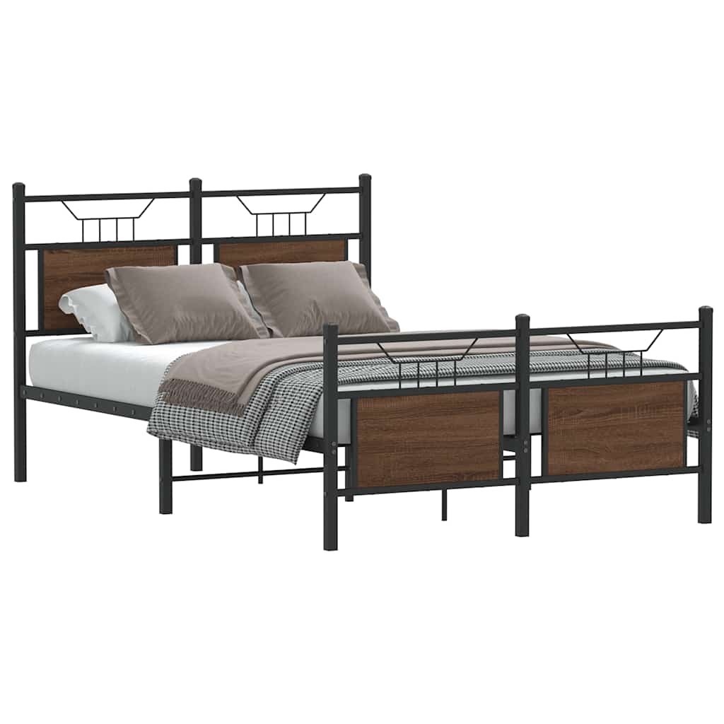 Bed Frame without Mattress Brown Oak 120x190 cm Small Double Engineered Wood