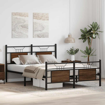 Bed Frame without Mattress Brown Oak 137x190 cm Engineered Wood