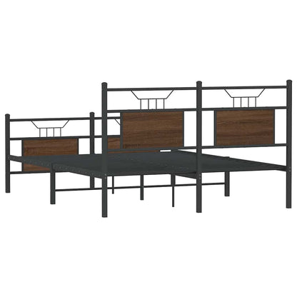 Bed Frame without Mattress Brown Oak 140x190 cm Engineered Wood