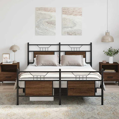 Bed Frame without Mattress Brown Oak 150x200 cm King Size Engineered Wood