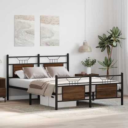 Bed Frame without Mattress Brown Oak 150x200 cm King Size Engineered Wood