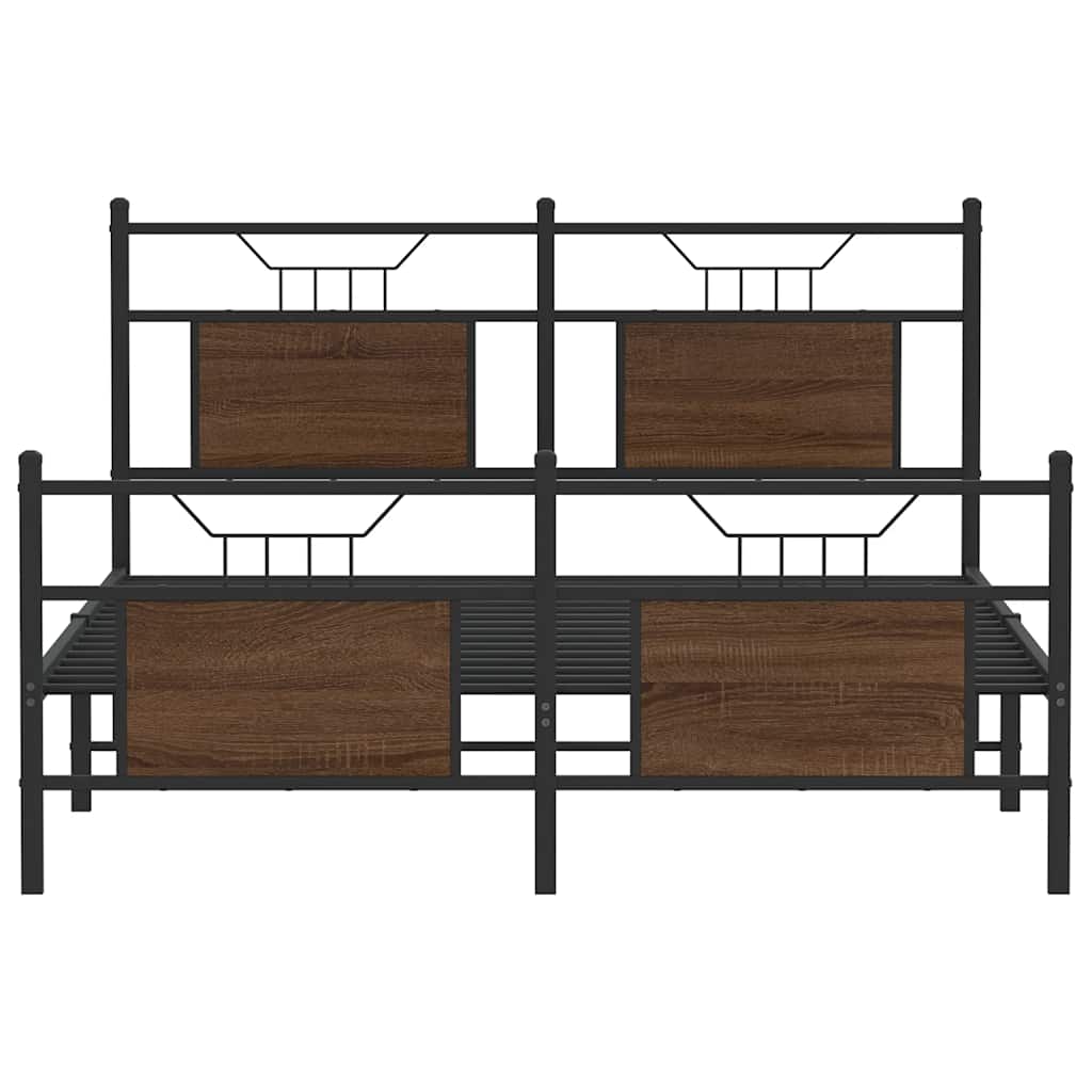 Bed Frame without Mattress Brown Oak 150x200 cm King Size Engineered Wood