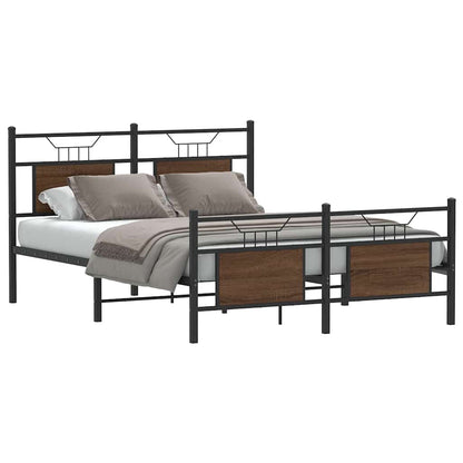 Bed Frame without Mattress Brown Oak 150x200 cm King Size Engineered Wood