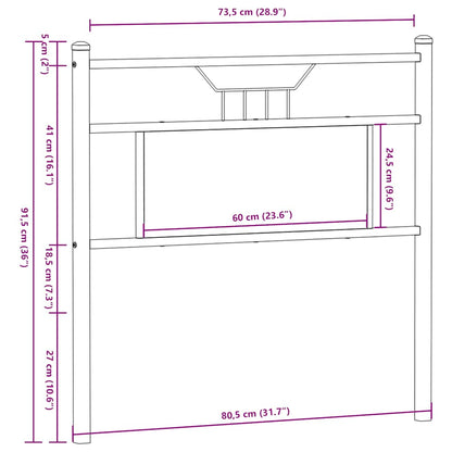 Replace Headboard Brown Oak 75 cm Engineered Wood and Steel