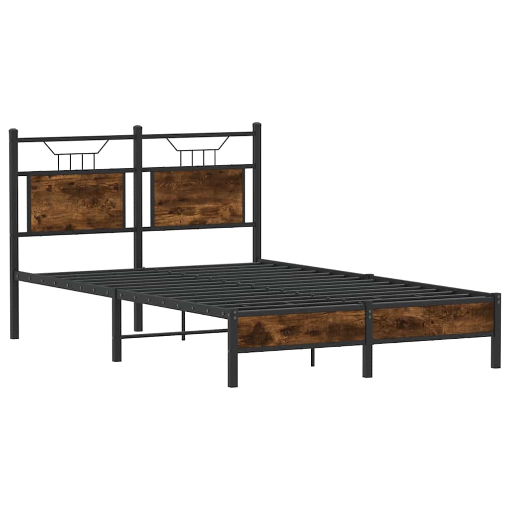 Bed Frame without Mattress Smoked Oak 120x190 cm Small Double Engineered Wood