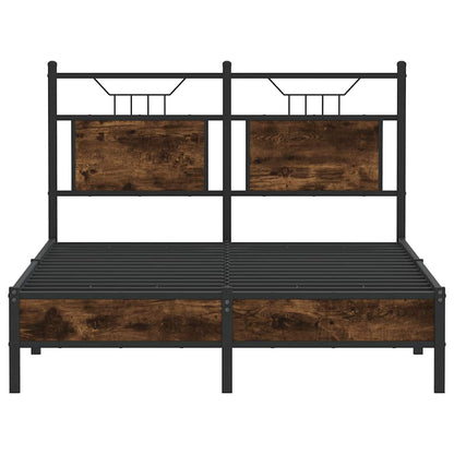 Bed Frame without Mattress Smoked Oak 120x190 cm Small Double Engineered Wood