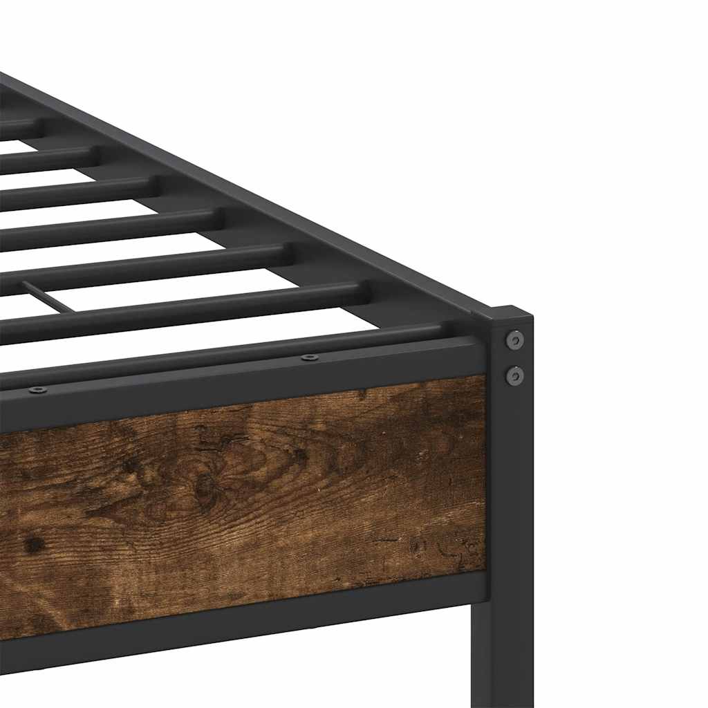 Bed Frame without Mattress Smoked Oak 120x190 cm Small Double Engineered Wood