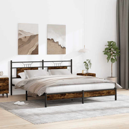 Bed Frame without Mattress Smoked Oak 183x213 cm Engineered Wood