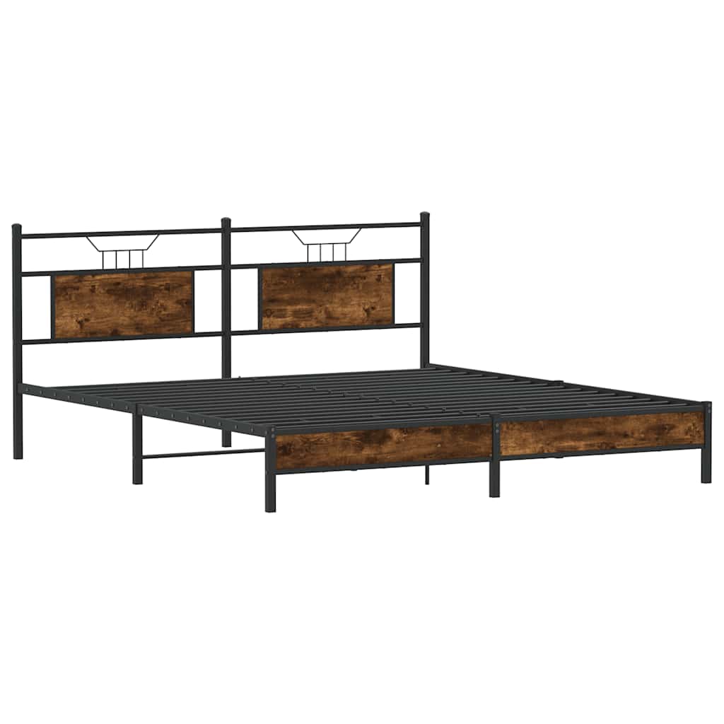 Bed Frame without Mattress Smoked Oak 183x213 cm Engineered Wood
