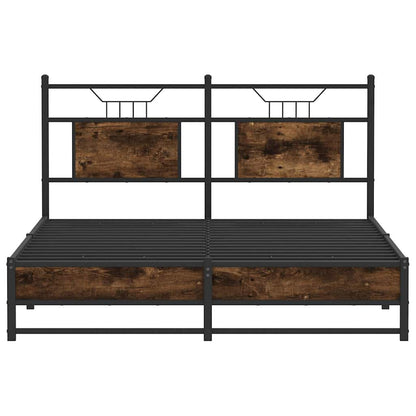 Bed Frame without Mattress Smoked Oak 137x190 cm Engineered Wood