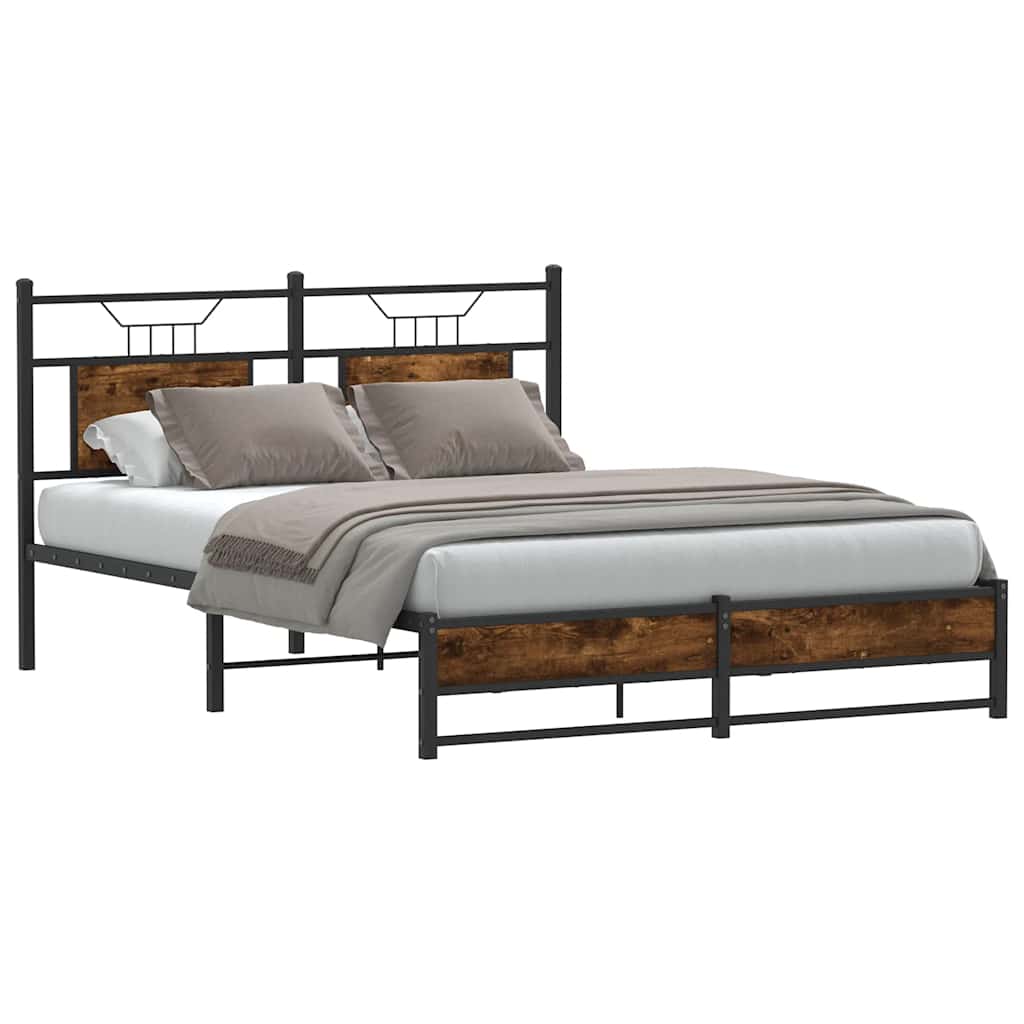 Bed Frame without Mattress Smoked Oak 140x200 cm Engineered Wood