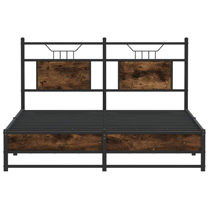 Bed Frame without Mattress Smoked Oak 150x200 cm King Size Engineered Wood
