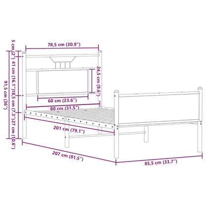 Bed Frame without Mattress Smoked Oak 80x200 cm Engineered Wood