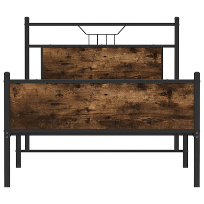 Bed Frame without Mattress Smoked Oak 100x190 cm Engineered Wood