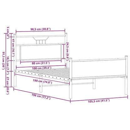 Bed Frame without Mattress Smoked Oak 100x190 cm Engineered Wood