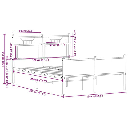 Bed Frame without Mattress Smoked Oak 120x200 cm Engineered Wood