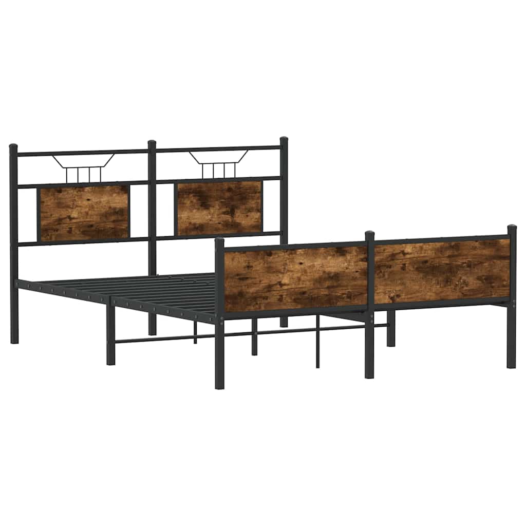 Bed Frame without Mattress Smoked Oak 140x200 cm Engineered Wood