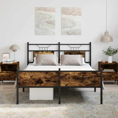 Bed Frame without Mattress Smoked Oak 140x200 cm Engineered Wood