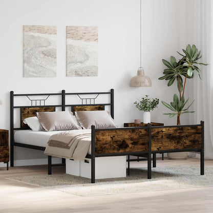 Bed Frame without Mattress Smoked Oak 140x200 cm Engineered Wood